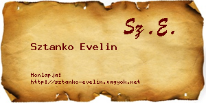 Sztanko Evelin névjegykártya